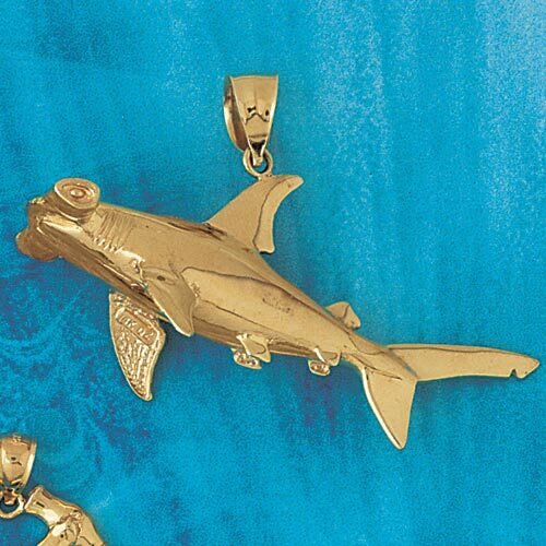 Shark Pendant Necklace Charm Bracelet in Yellow, White or Rose Gold 908