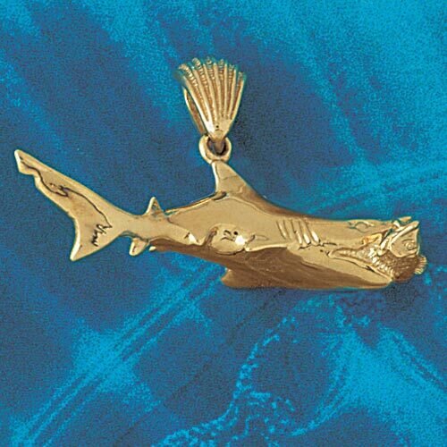 Shark Pendant Necklace Charm Bracelet in Yellow, White or Rose Gold 909