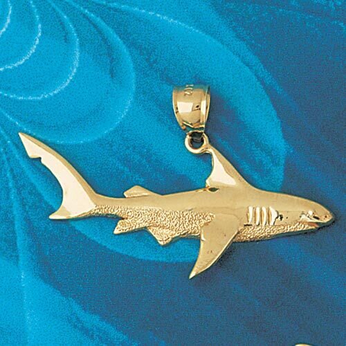 Shark Pendant Necklace Charm Bracelet in Yellow, White or Rose Gold 912