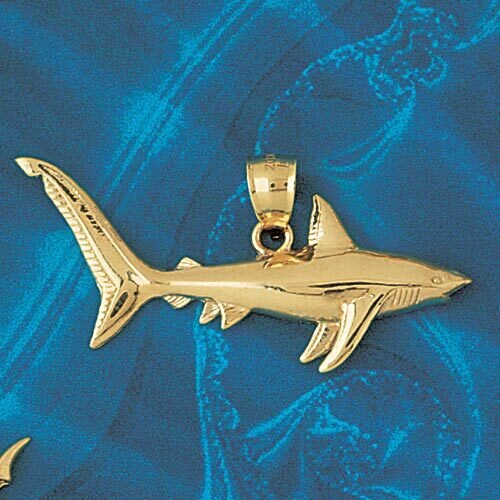 Shark Pendant Necklace Charm Bracelet in Yellow, White or Rose Gold 913