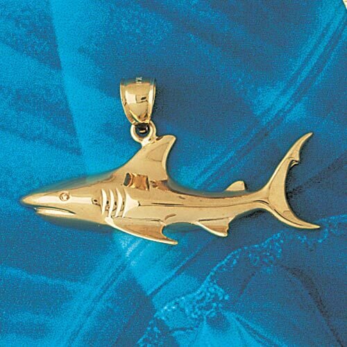 Shark Pendant Necklace Charm Bracelet in Yellow, White or Rose Gold 916