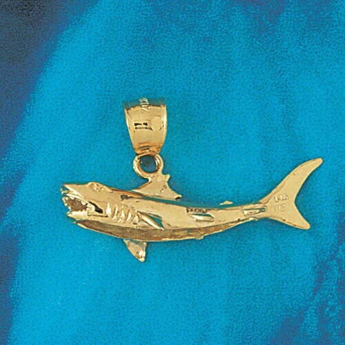 Shark Pendant Necklace Charm Bracelet in Yellow, White or Rose Gold 919