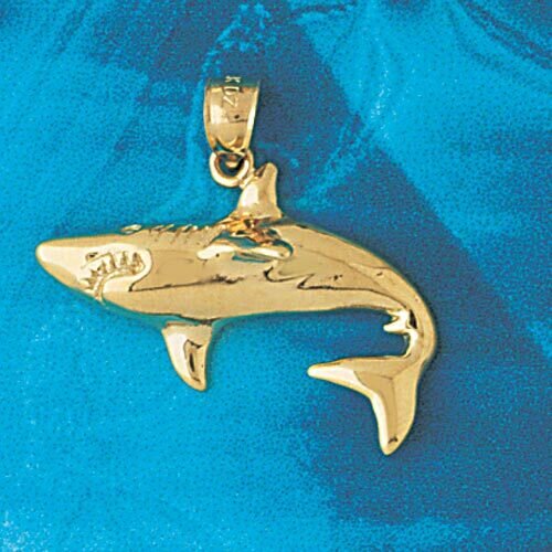 Shark Pendant Necklace Charm Bracelet in Yellow, White or Rose Gold 920