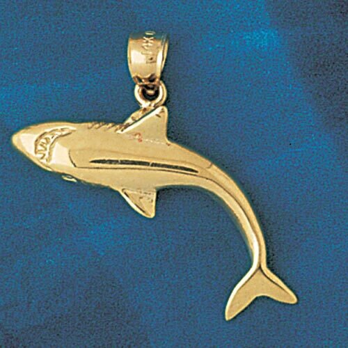 Shark Pendant Necklace Charm Bracelet in Yellow, White or Rose Gold 921