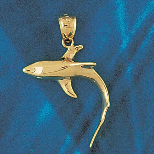 Shark Pendant Necklace Charm Bracelet in Yellow, White or Rose Gold 922