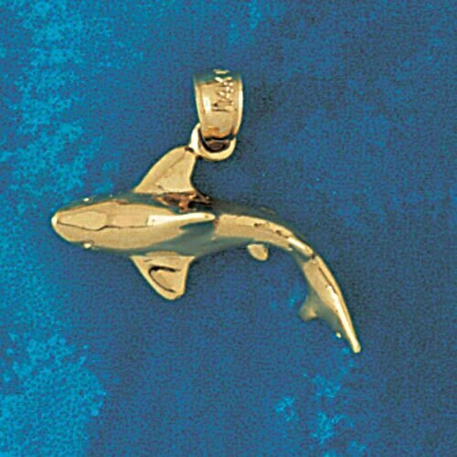 Shark Pendant Necklace Charm Bracelet in Yellow, White or Rose Gold 923