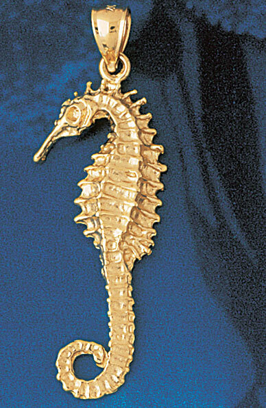 Seahorse Pendant Necklace Charm Bracelet in Yellow, White or Rose Gold 930