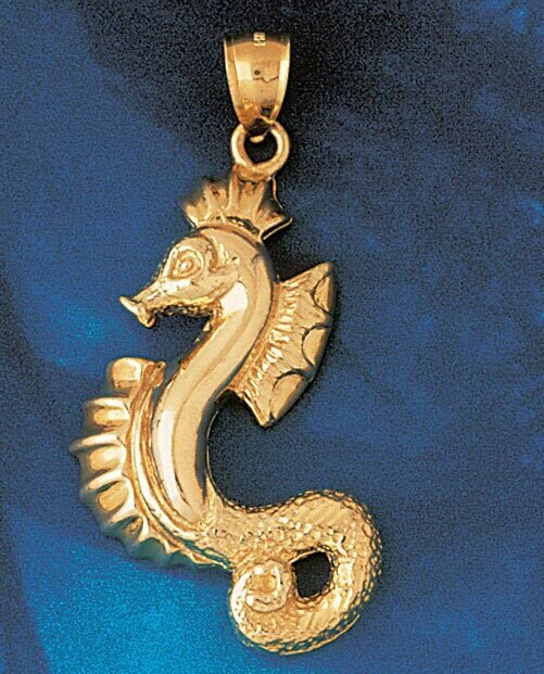 Seahorse Pendant Necklace Charm Bracelet in Yellow, White or Rose Gold 931