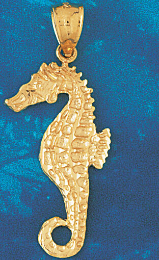 Seahorse Pendant Necklace Charm Bracelet in Yellow, White or Rose Gold 940