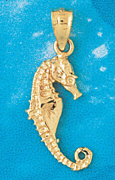 Seahorse Dimensional Pendant Necklace Charm Bracelet in Yellow, White or Rose Gold 944