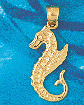 Seahorse Pendant Necklace Charm Bracelet in Yellow, White or Rose Gold 945