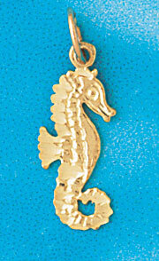 Seahorse Pendant Necklace Charm Bracelet in Yellow, White or Rose Gold 950