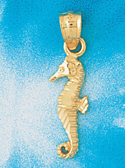 Seahorse Pendant Necklace Charm Bracelet in Yellow, White or Rose Gold 952