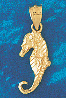 Seahorse Dimensional Pendant Necklace Charm Bracelet in Yellow, White or Rose Gold 955