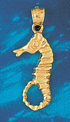 Seahorse Pendant Necklace Charm Bracelet in Yellow, White or Rose Gold 956