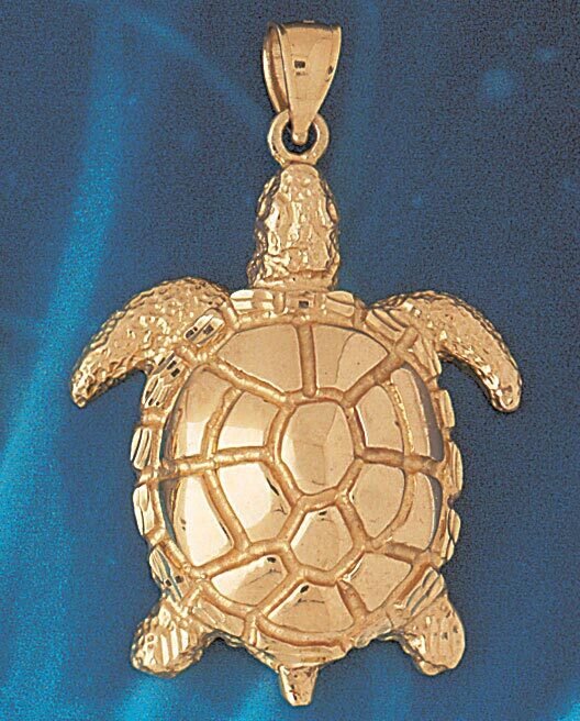 Turtle Pendant Necklace Charm Bracelet in Yellow, White or Rose Gold 967