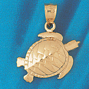 Turtle Pendant Necklace Charm Bracelet in Yellow, White or Rose Gold 971