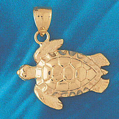 Turtle Pendant Necklace Charm Bracelet in Yellow, White or Rose Gold 976