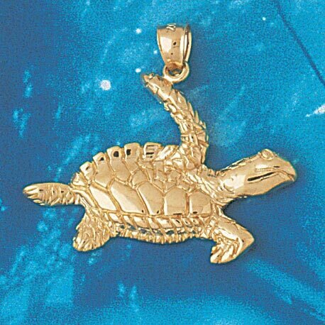 Turtle Pendant Necklace Charm Bracelet in Yellow, White or Rose Gold 989