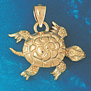 Turtle Pendant Necklace Charm Bracelet in Yellow, White or Rose Gold 997