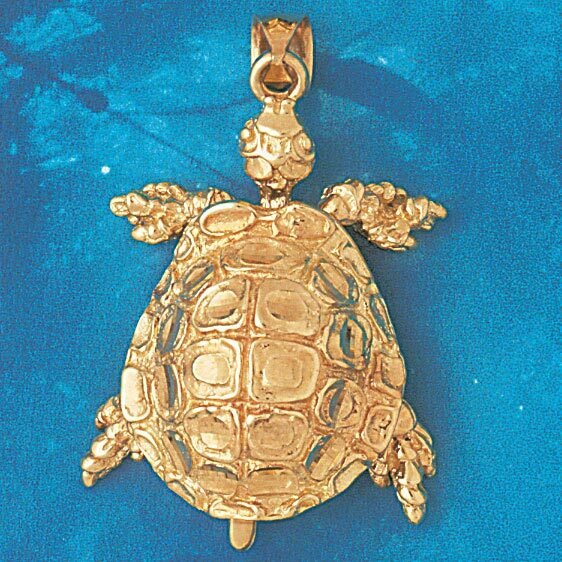 Turtle Pendant Necklace Charm Bracelet in Yellow, White or Rose Gold 999