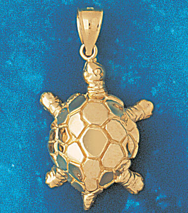 Turtle Pendant Necklace Charm Bracelet in Yellow, White or Rose Gold 1000