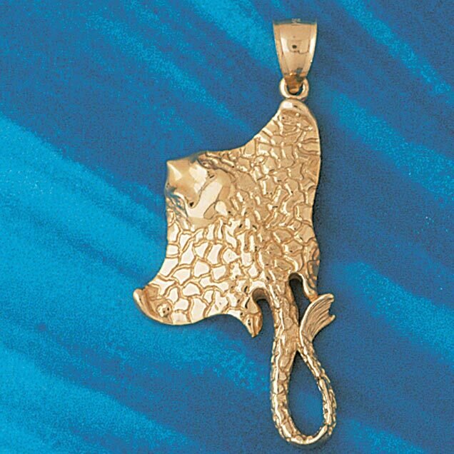 Stingray Fish Pendant Necklace Charm Bracelet in Yellow, White or Rose Gold 1015
