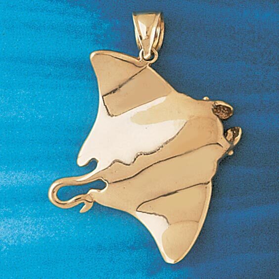 Stingray Fish Pendant Necklace Charm Bracelet in Yellow, White or Rose Gold 1019