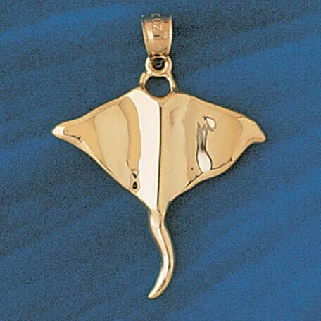 Stingray Fish Pendant Necklace Charm Bracelet in Yellow, White or Rose Gold 1020