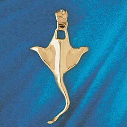 Stingray Fish Pendant Necklace Charm Bracelet in Yellow, White or Rose Gold 1021