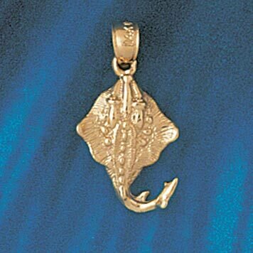 Stingray Fish Pendant Necklace Charm Bracelet in Yellow, White or Rose Gold 1026