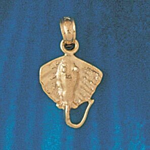 Stingray Fish Pendant Necklace Charm Bracelet in Yellow, White or Rose Gold 1027