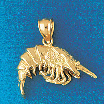 Shrimp Pendant Necklace Charm Bracelet in Yellow, White or Rose Gold 1028