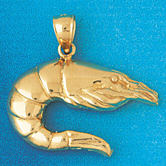 Shrimp Pendant Necklace Charm Bracelet in Yellow, White or Rose Gold 1030
