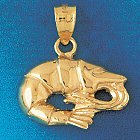 Shrimp Pendant Necklace Charm Bracelet in Yellow, White or Rose Gold 1031