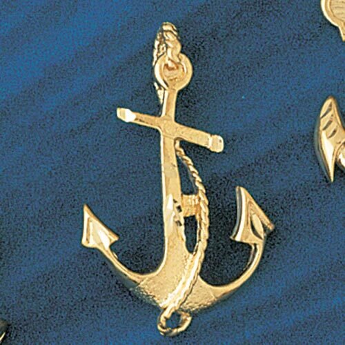 Ship Anchor Pendant Necklace Charm Bracelet in Yellow, White or Rose Gold 1100