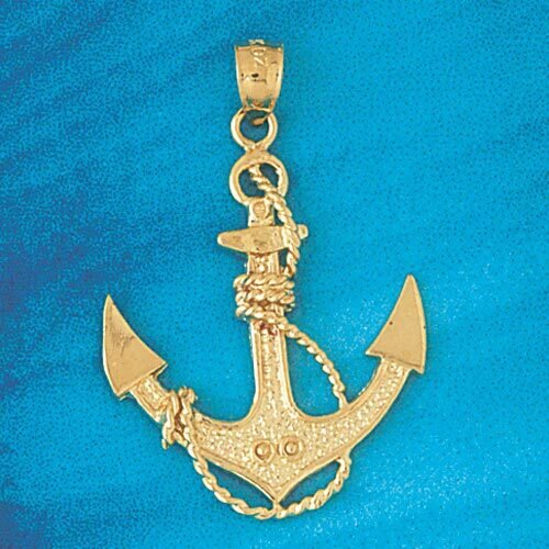 Ship Anchor Pendant Necklace Charm Bracelet in Yellow, White or Rose Gold 1102