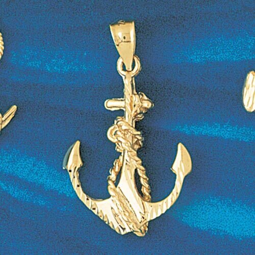 Ship Anchor Pendant Necklace Charm Bracelet in Yellow, White or Rose Gold 1107