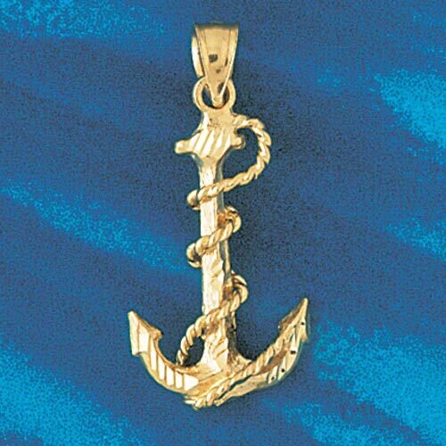 Ship Anchor Pendant Necklace Charm Bracelet in Yellow, White or Rose Gold 1116