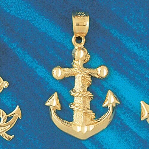 Ship Anchor Pendant Necklace Charm Bracelet in Yellow, White or Rose Gold 1123