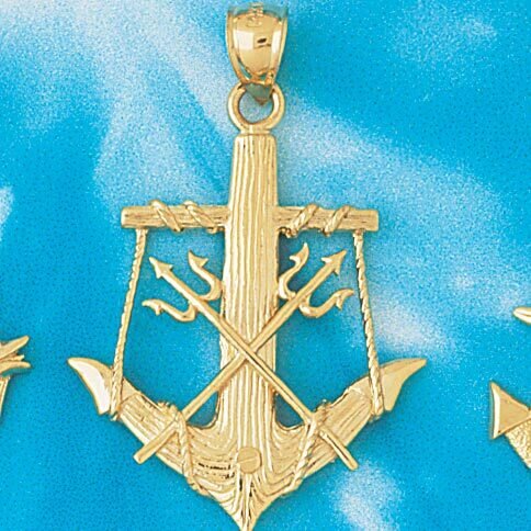 Ship Anchor Pendant Necklace Charm Bracelet in Yellow, White or Rose Gold 1134