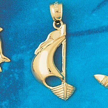 Sailboat Pendant Necklace Charm Bracelet in Yellow, White or Rose Gold 1137