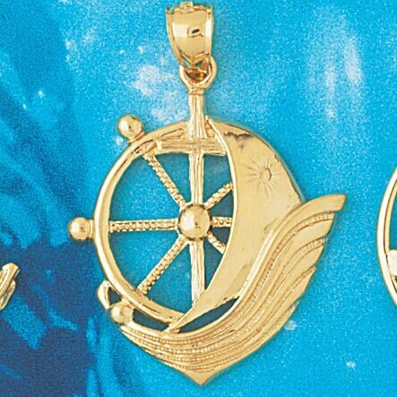 Sailboat Pendant Necklace Charm Bracelet in Yellow, White or Rose Gold 1140