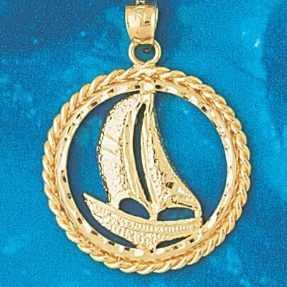 Sailboat Pendant Necklace Charm Bracelet in Yellow, White or Rose Gold 1143