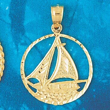 Sailboat Pendant Necklace Charm Bracelet in Yellow, White or Rose Gold 1144