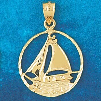 Sailboat Pendant Necklace Charm Bracelet in Yellow, White or Rose Gold 1145