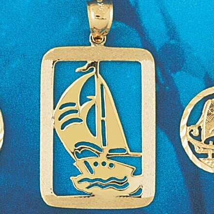 Sailboat Pendant Necklace Charm Bracelet in Yellow, White or Rose Gold 1146