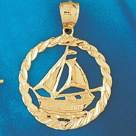 Sailboat Pendant Necklace Charm Bracelet in Yellow, White or Rose Gold 1149