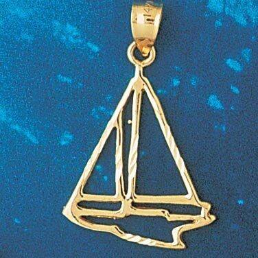 Sailboat Pendant Necklace Charm Bracelet in Yellow, White or Rose Gold 1150