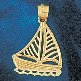 Sailboat Pendant Necklace Charm Bracelet in Yellow, White or Rose Gold 1152
